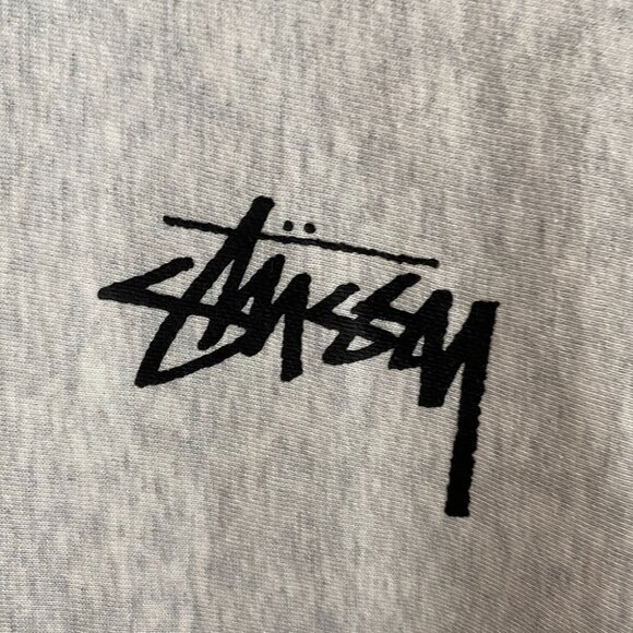 Stussy Loose Hooded Long Sleeve Sweatshirt Light Grey - Picture 3 of 6